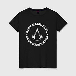 Женская футболка Символ Assassins Creed и круглая надпись best game