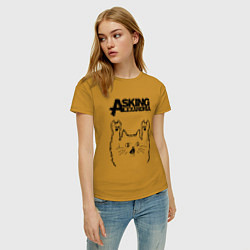 Футболка хлопковая женская Asking Alexandria - rock cat, цвет: горчичный — фото 2