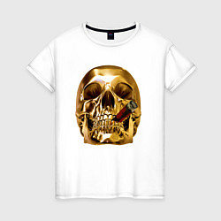 Женская футболка Золотой череп с сигарой