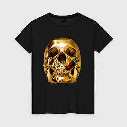 Женская футболка Золотой череп с сигарой