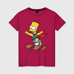 Женская футболка Барт Симпсон - крутой скейтер