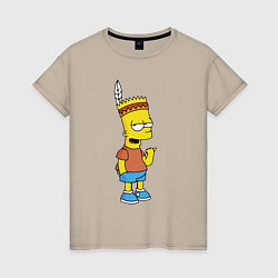 Женская футболка Барт Симпсон - индеец