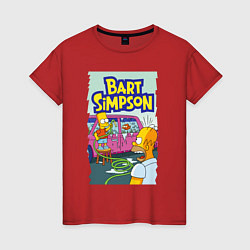 Женская футболка Барт Симпсон устроил из автомобиля аквариум