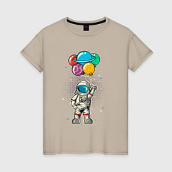 Женская футболка Космонавт на воздушных шариках