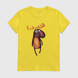 Футболка хлопковая женская Прикольный лосяш, цвет: желтый