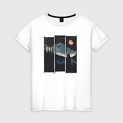 Женская футболка Оранжевая луна и Сибирь