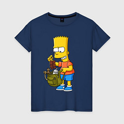 Женская футболка Барт Симпсон разбирает свой рюкзак