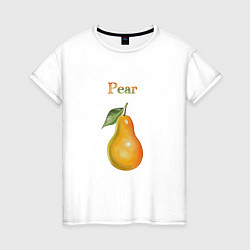 Футболка хлопковая женская Pear груша, цвет: белый