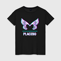 Футболка хлопковая женская Placebo glitch rock, цвет: черный
