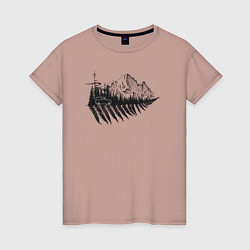 Женская футболка Бездорожье, лес и горы