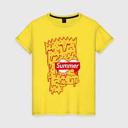 Футболка хлопковая женская Bart Simpson - Summer, цвет: желтый
