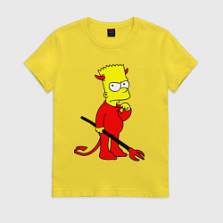Футболка хлопковая женская Bart Simpson - devil, цвет: желтый