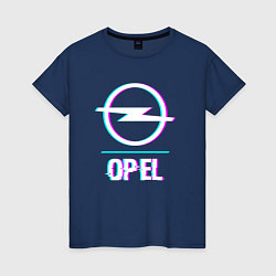 Женская футболка Значок Opel в стиле glitch