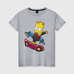 Женская футболка Барт Симпсон - крутой скейтбордист