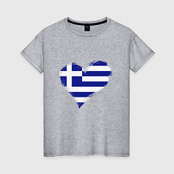 Футболка хлопковая женская Сердце - Греция, цвет: меланж