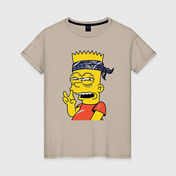 Женская футболка Барт Симпсон - жест двумя пальцами