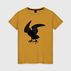 Женская футболка Черная ворона средневековый рисунок