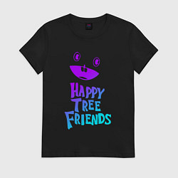 Футболка хлопковая женская Happy Three Friends - NEON, цвет: черный