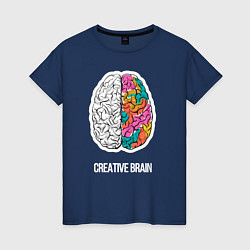 Футболка хлопковая женская Creative Brain, цвет: тёмно-синий