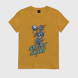 Женская футболка Скелет играет в стритбол