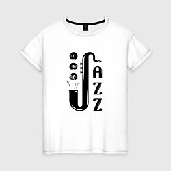 Женская футболка Jazz - саксофон черепки