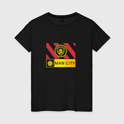 Футболка хлопковая женская Manchester City - Stripe 202223, цвет: черный
