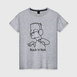 Футболка хлопковая женская Bart Simpson - Rock n Roll, цвет: меланж
