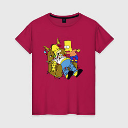 Женская футболка Барт Симпсон делает из папаши новогоднюю ёлку!