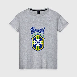 Футболка хлопковая женская Brasil Football, цвет: меланж