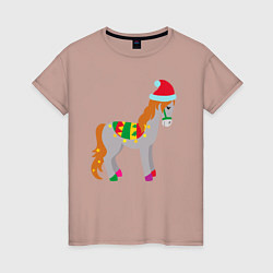 Женская футболка Праздничная лошадкa