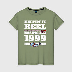 Женская футболка Держу катушку с 1999 года