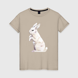 Женская футболка Белый милый кролик
