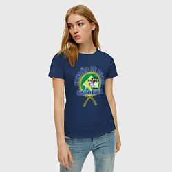 Футболка хлопковая женская Cordao de ouro Capoeira flag of Brazil, цвет: тёмно-синий — фото 2