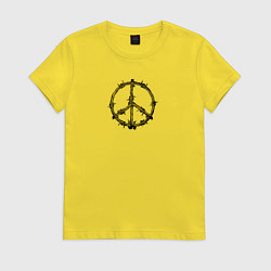Футболка хлопковая женская Пацифика символ мира, цвет: желтый