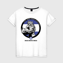 Футболка хлопковая женская Krav-maga tiger emblem, цвет: белый