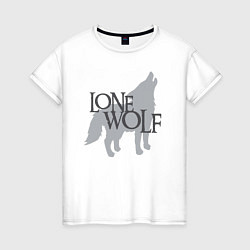 Футболка хлопковая женская LONE WOLF одинокий волк, цвет: белый