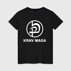 Футболка хлопковая женская Krav maga hand-to-hand combat emblem, цвет: черный