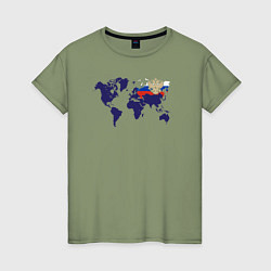 Женская футболка Россия на карте мира