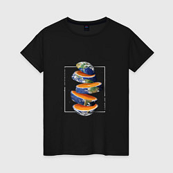 Женская футболка Планета Земля апельсин в разрезе