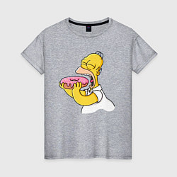 Женская футболка Гомер Симпсон нацелился на пончик