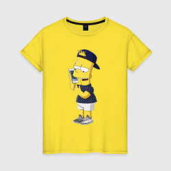 Женская футболка Барт Симпсон болтает по мобильнику