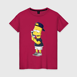 Женская футболка Барт Симпсон болтает по мобильнику