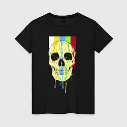 Футболка хлопковая женская Color skull - vanguard, цвет: черный