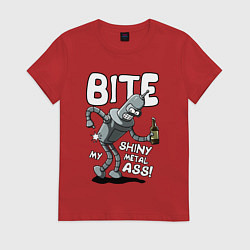 Футболка хлопковая женская Bender - Bite my ass, цвет: красный