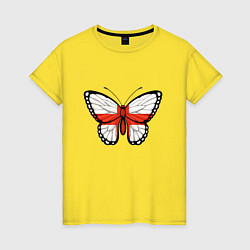 Футболка хлопковая женская Бабочка - Англия, цвет: желтый