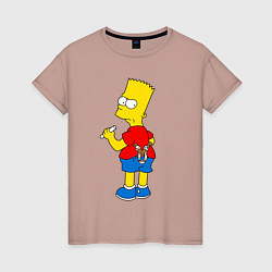 Женская футболка Хулиган Барт Симпсон