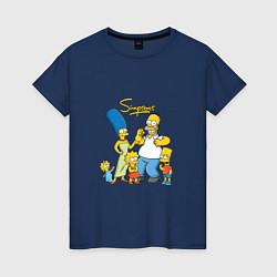 Футболка хлопковая женская The Simpsons - happy family, цвет: тёмно-синий