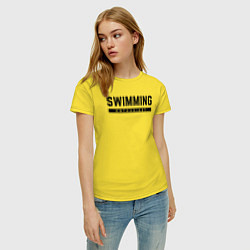 Футболка хлопковая женская Любитель плавания, цвет: желтый — фото 2