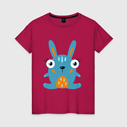 Женская футболка Смешной круглый заяц, глазастый кролик