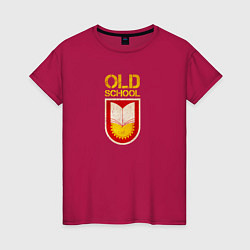 Футболка хлопковая женская Old School emblem, цвет: маджента